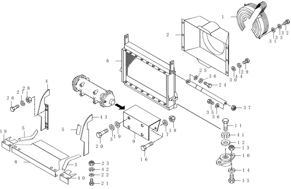 Схема запчастей Case 325 - (0.550/1[01]) - ENGINE COOLING SYSTEM - RADIATOR (325 EU / UNTIL PIN 455274) (01) - ENGINE