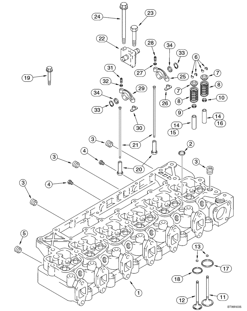 Схема запчастей Case 1150H_IND - (02-16) - CYLINDER HEAD - VALVE MECHANISM (02) - ENGINE