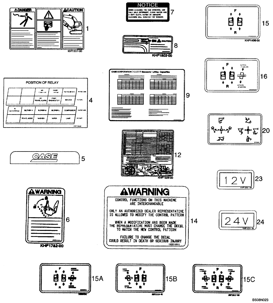 Схема запчастей Case CX225SR - (09-44) - DECALS (09) - CHASSIS