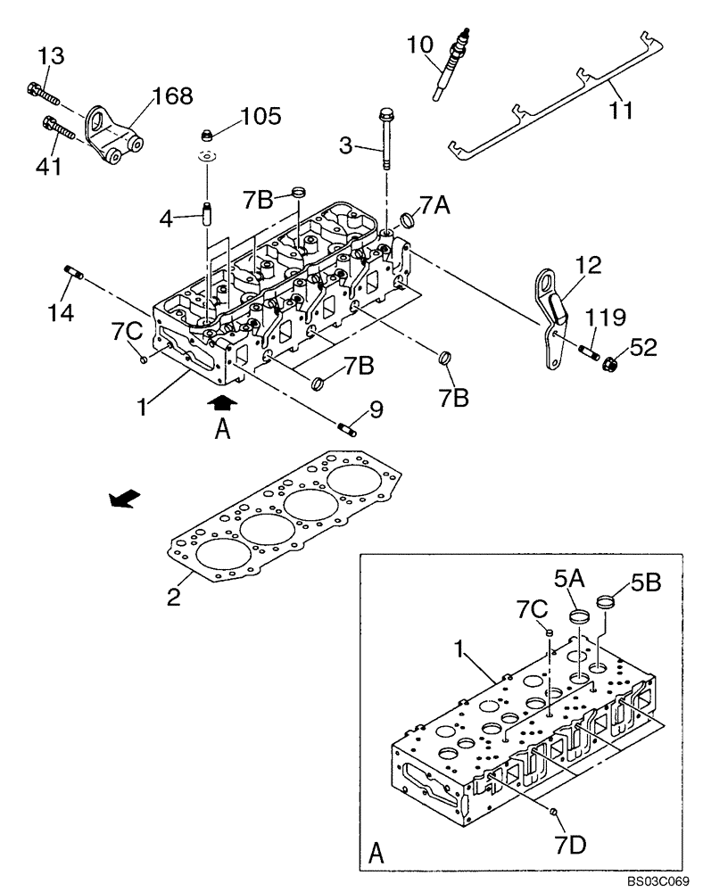 Схема запчастей Case CX75SR - (02-08) - CYLINDER HEAD (02) - ENGINE