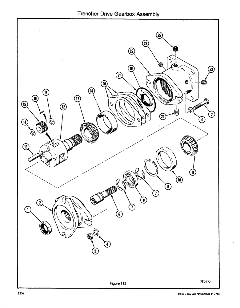 Схема запчастей Case DH5 - (224) - TRENCHER DRIVE GEARBOX ASSEMBLY (89) - TOOLS