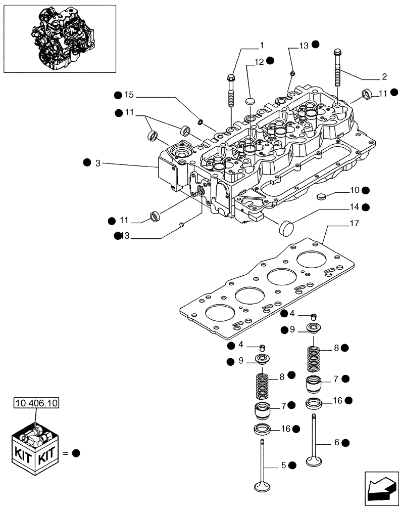 Схема запчастей Case 580SM - (10.101.01) - CYLINDER HEAD (10) - ENGINE