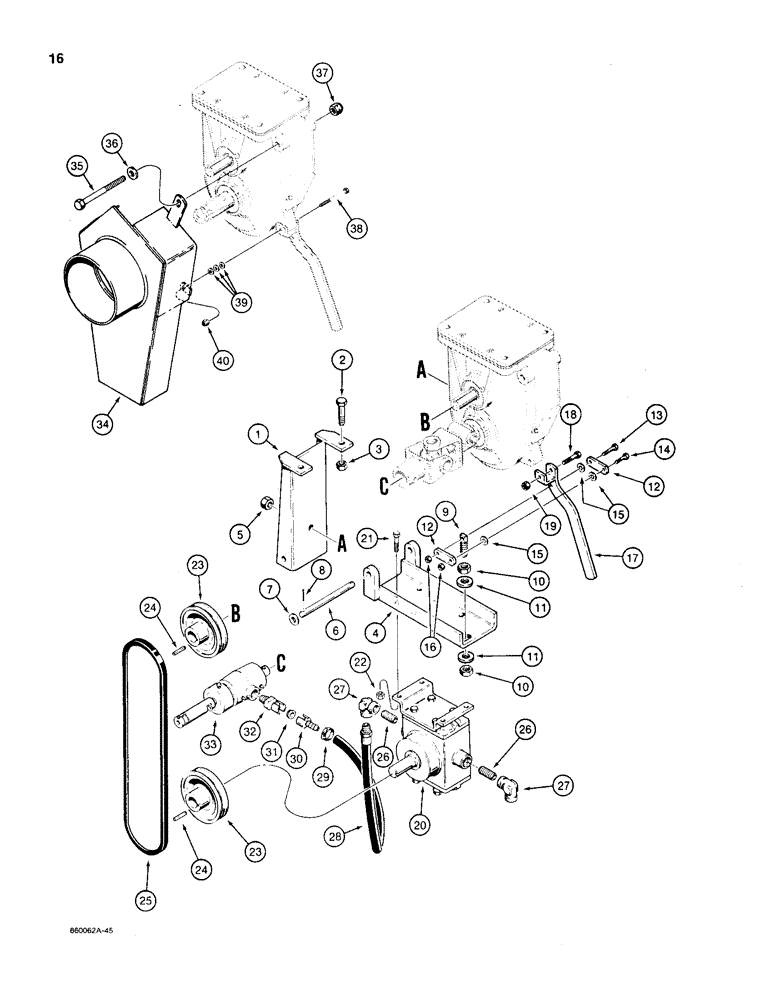Схема запчастей Case CASE - (16) - WATER PUMP MOUNTING 