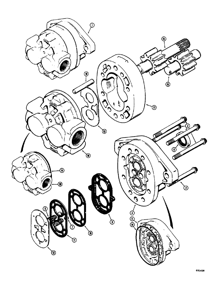 Схема запчастей Case 400 - (126) - D41390 PUMP ASSEMBLY, OPTIONAL ON TRACTOR SERIAL NUMBER 6517 AND AFTER (07) - HYDRAULIC SYSTEM