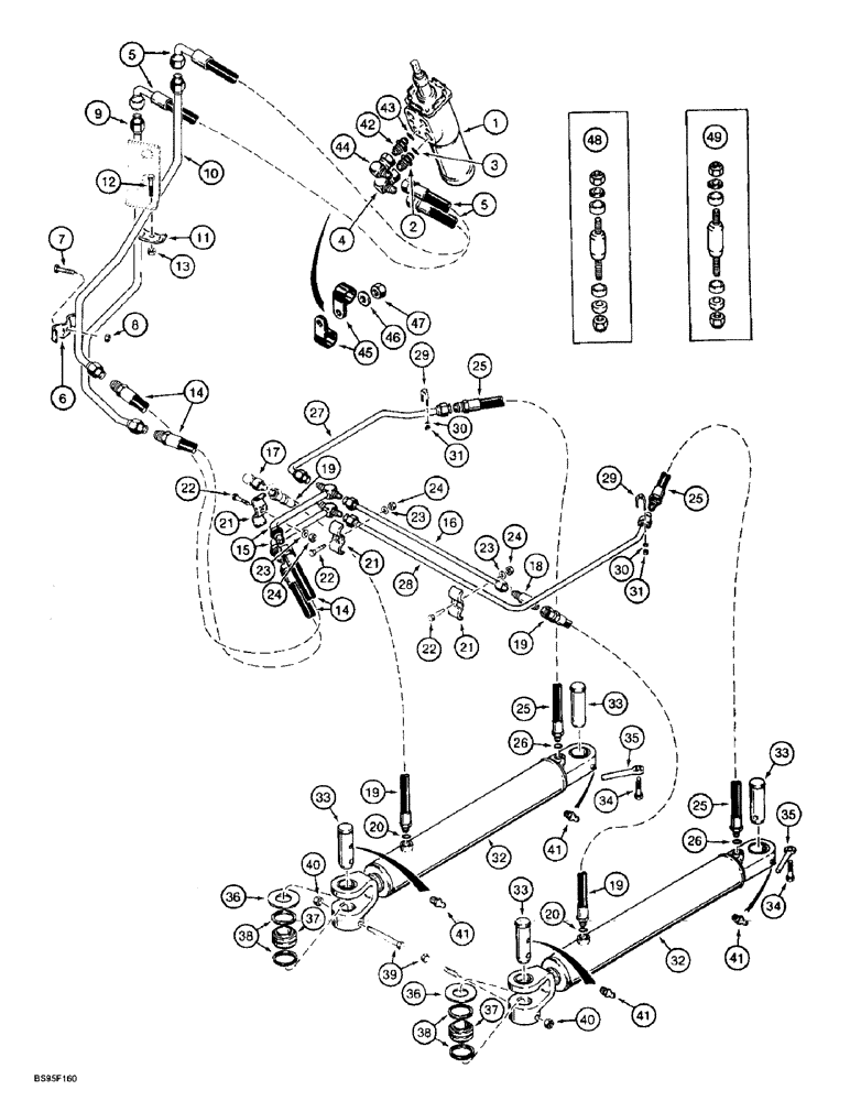 Схема запчастей Case 721B - (5-08) - STEERING HYDRAULIC CIRCUIT, STEERING CONTROL VALVE TO CYLINDERS (05) - STEERING