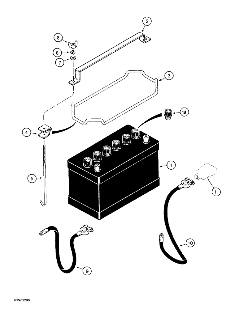 Схема запчастей Case TF300 - (4-08) - BATTERY MOUNTING AND CABLES (04) - ELECTRICAL SYSTEMS