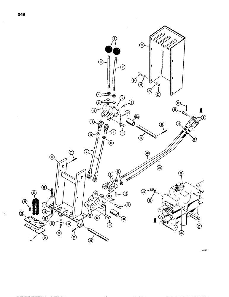 Схема запчастей Case W24B - (246) - LOADER CONTROL VALVE AND LEVERS (2 SPOOL) (08) - HYDRAULICS