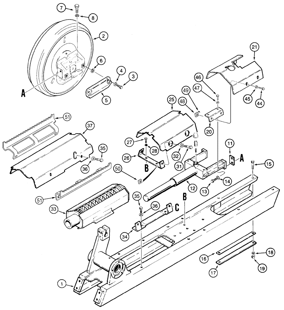 Схема запчастей Case 1150H - (05-02) - IDLER - RECOIL SYSTEM (11) - TRACKS/STEERING