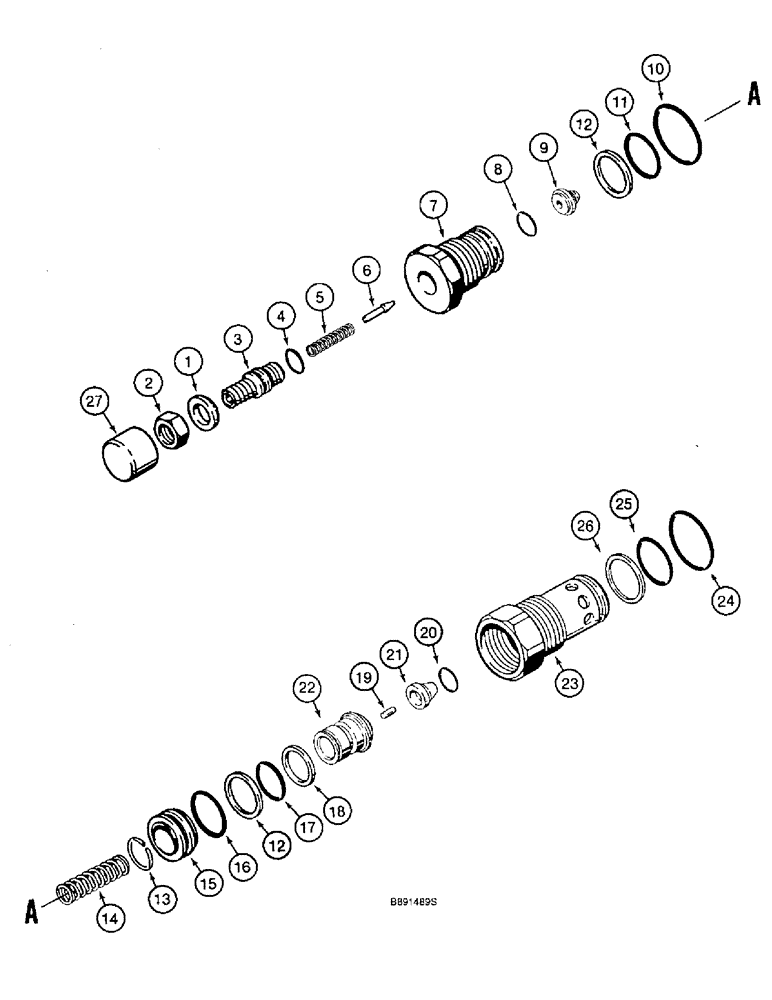 Схема запчастей Case 821B - (8-38) - CIRCUIT RELIEF AND ANTICAVITATION VALVE - S300877 (08) - HYDRAULICS