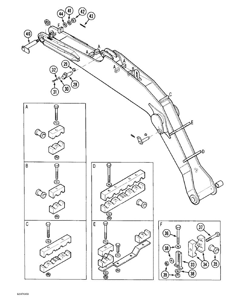 Схема запчастей Case 170C - (9-048) - BOOM AND RELATED PARTS, P.I.N. 74629 THROUGH 74662, P.I.N. 02301 AND AFTER (09) - CHASSIS