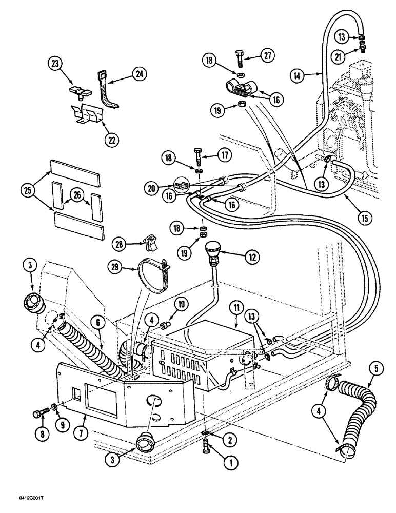 Схема запчастей Case 1088 - (9D-24) - HEATER ADAPTING PARTS AND HEATER LINES, P.I.N. FROM 72203 TO XXXXX, P.I.N. FROM 19801 TO XXXXX (09) - CHASSIS/ATTACHMENTS