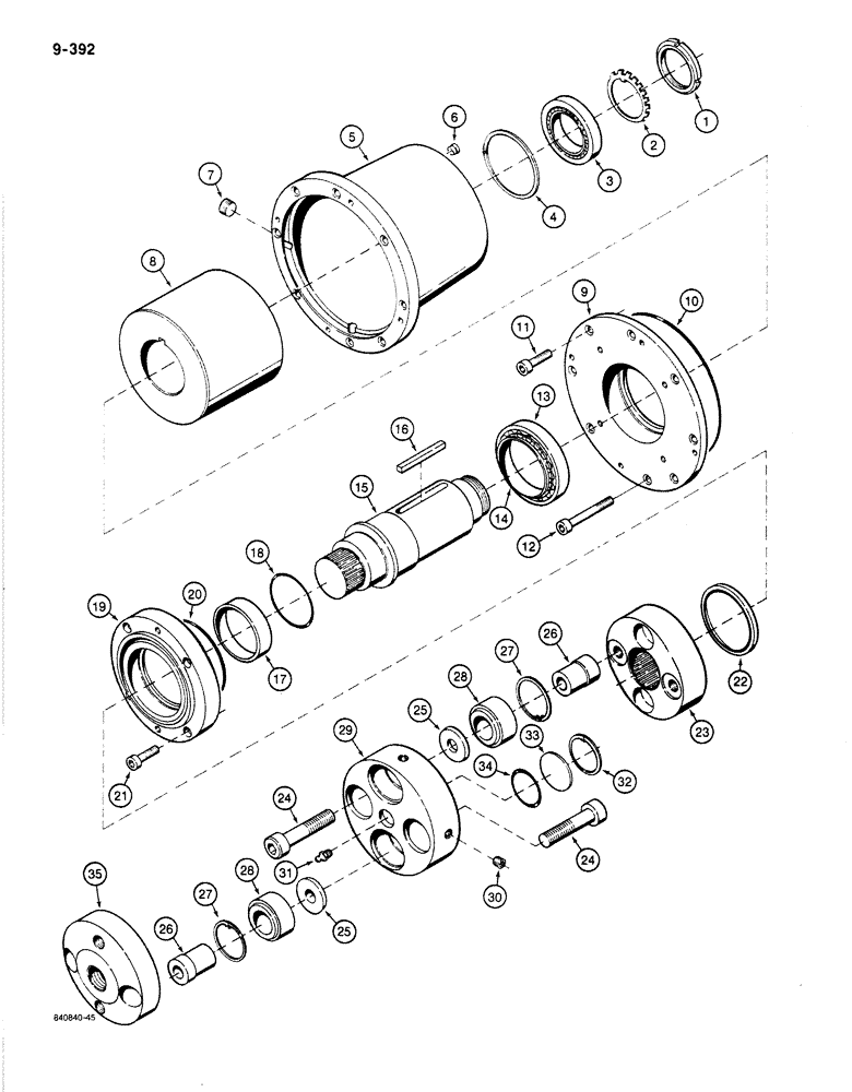 Схема запчастей Case 1187B - (9-392) - ROTARY CUTTER, CUTTER DRIVE PARTS (09) - CHASSIS
