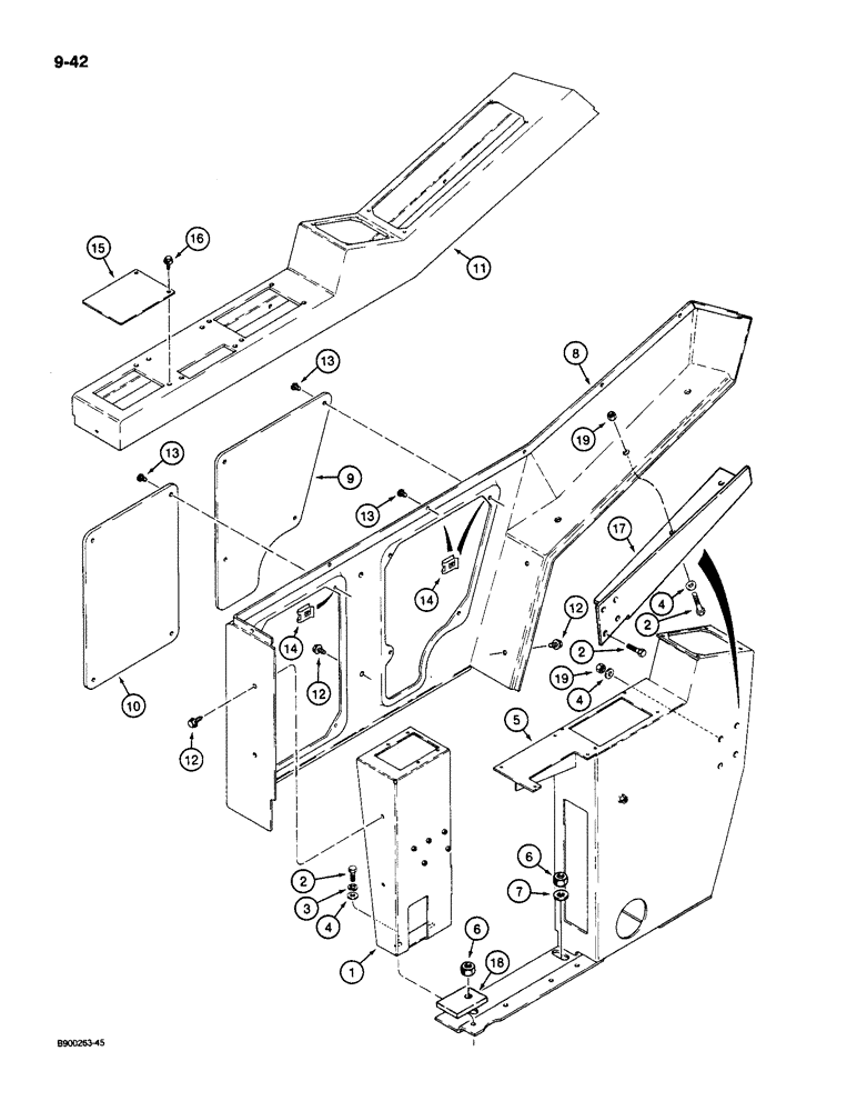 Схема запчастей Case 1085C - (9-042) - RIGHT-HAND CONSOLE AND COVERS (09) - CHASSIS/ATTACHMENTS