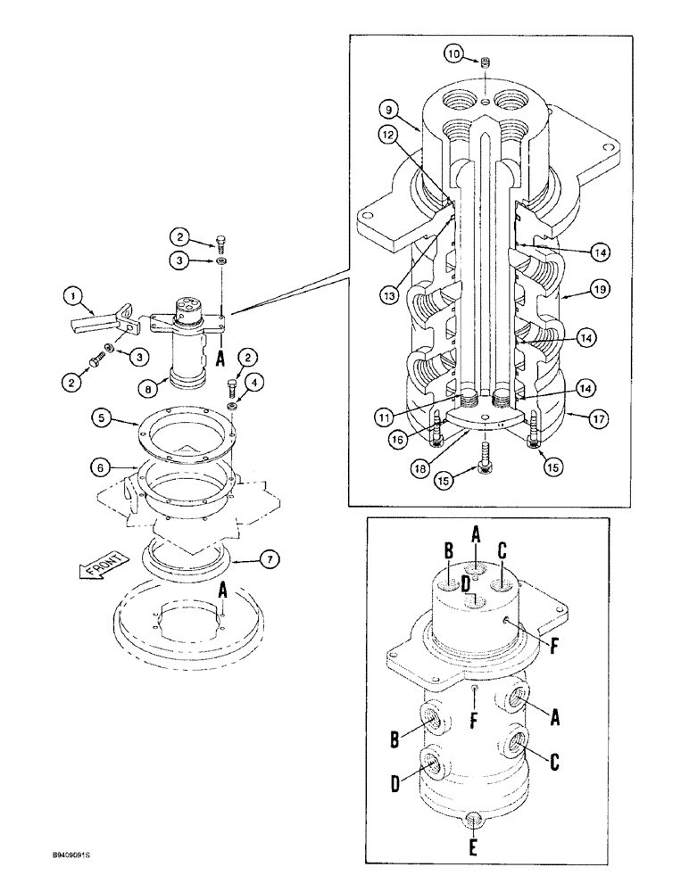 Схема запчастей Case 9010B - (8-146) - HYDRAULIC SWIVEL (08) - HYDRAULICS