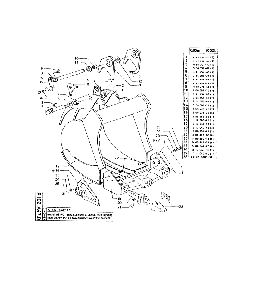Схема запчастей Case 220 - (301) - VERY HEAVY DUTY EARTHMOVING BACKHOE BUCKET (19) - BUCKETS