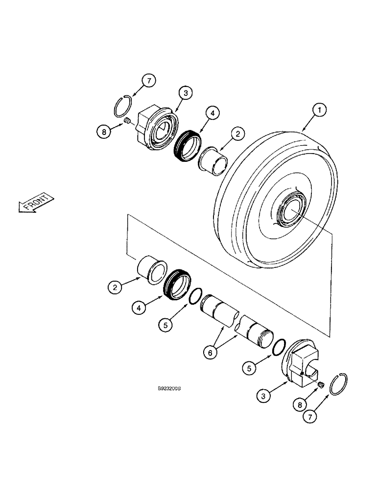 Схема запчастей Case 9045B - (5-06) - IDLER WHEEL (11) - TRACKS/STEERING
