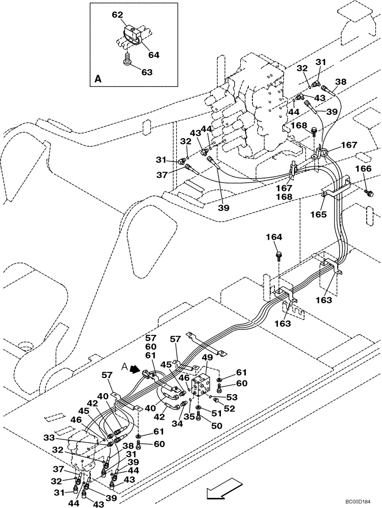 Схема запчастей Case CX330 - (08-21) - PILOT CONTROL LINES, TRAVEL - MODELS WITHOUT LOAD HOLD (08) - HYDRAULICS