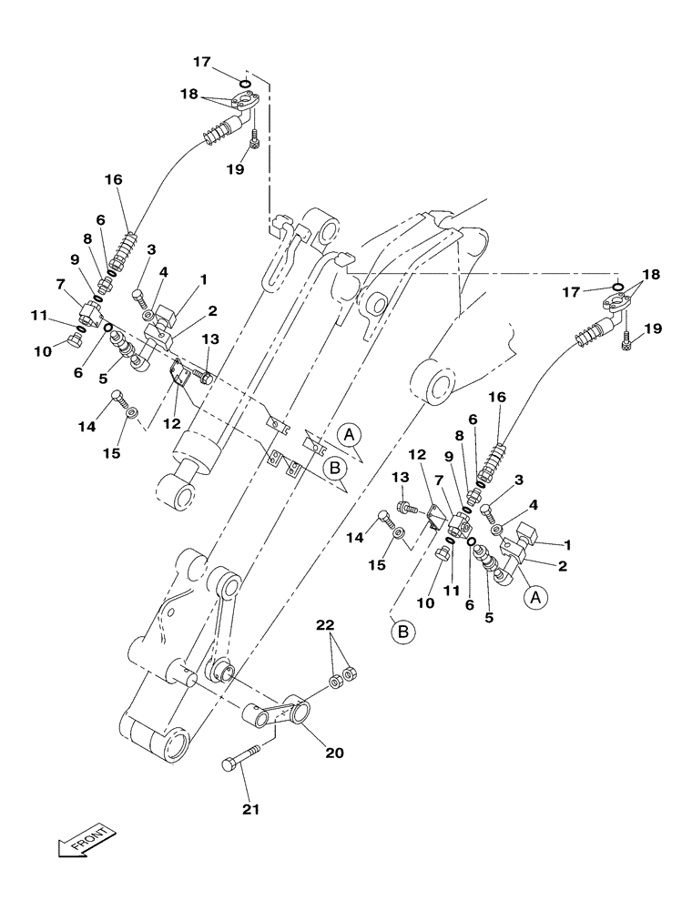 Схема запчастей Case CX350 - (08-075-00[01]) - HYDRAULIC CIRCUIT - CLAMSHELL OR BUCKET - DIPPER (2.63 M) (08) - HYDRAULICS