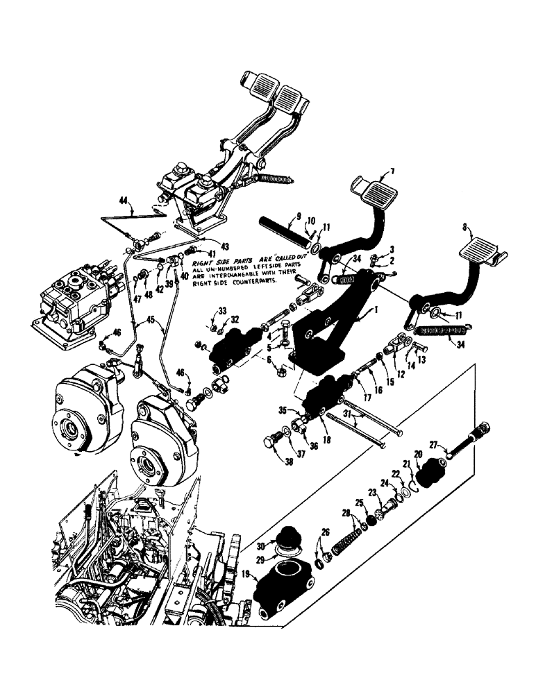 Схема запчастей Case 750 - (064) - BRAKE PEDALS, MASTER CYLINDERS & MTG. PARTS (05) - UPPERSTRUCTURE CHASSIS