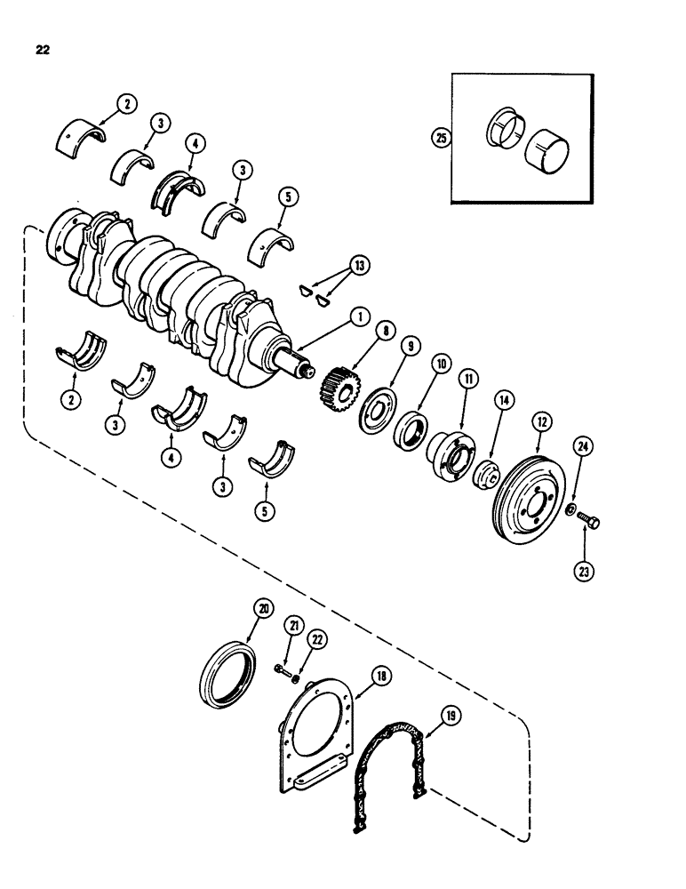 Схема запчастей Case 450B - (022) - CRANKSHAFT, 207 NATURALLY ASPIRATED DIESEL ENGINE (01) - ENGINE