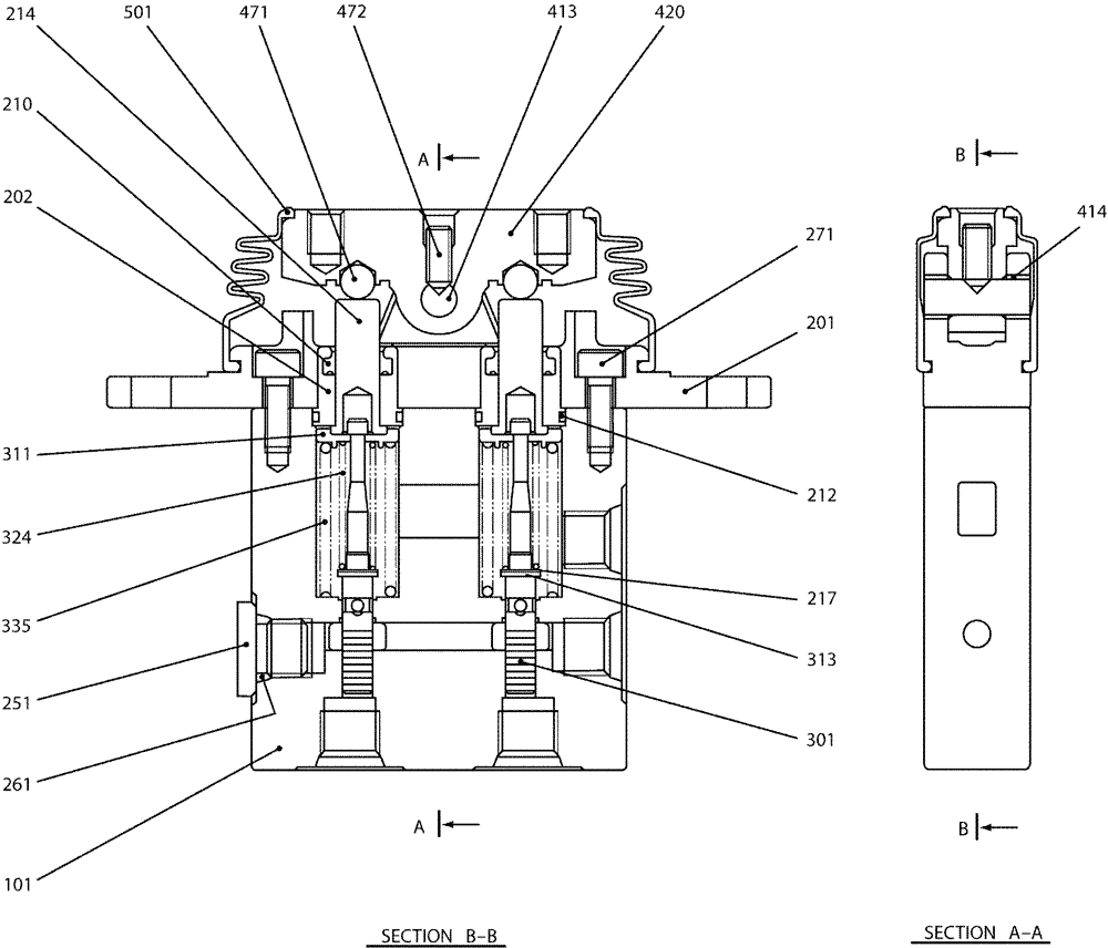 Схема запчастей Case CX50B - (07-043) - VALVE ASSY, PILOT P/N PB30V00002F1 (35) - HYDRAULIC SYSTEMS
