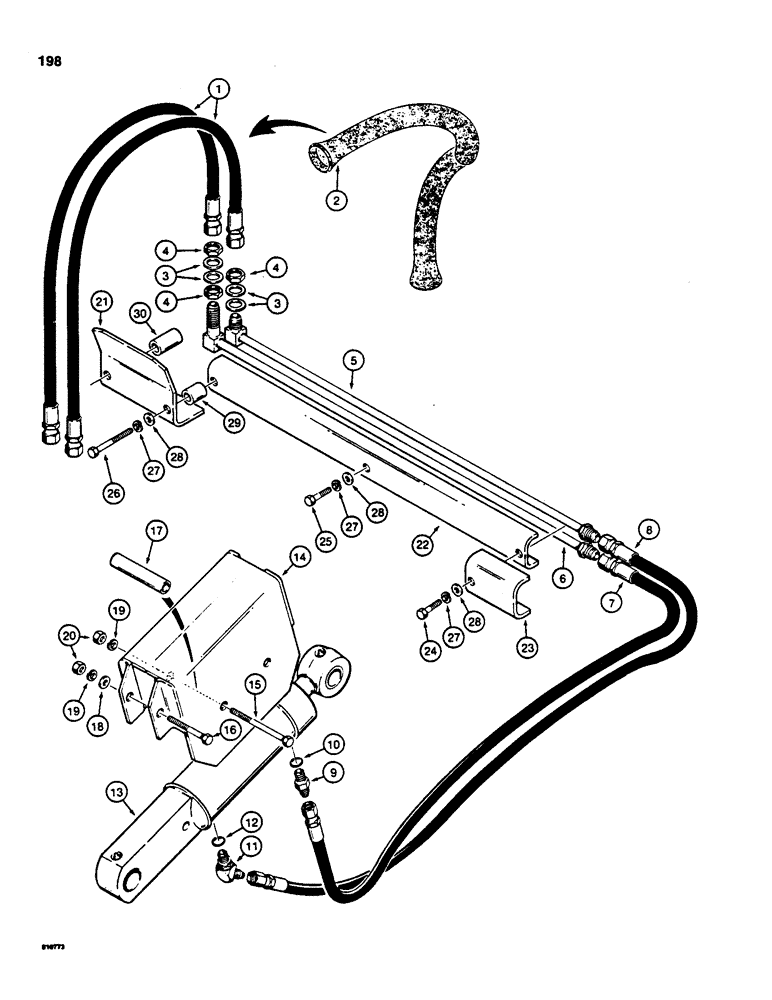 Схема запчастей Case 850C - (198) - DOZER TILT HYDRAULIC CIRCUIT, *TILT DOZER MODELS, GRILLE TO CYLINDER (07) - HYDRAULIC SYSTEM