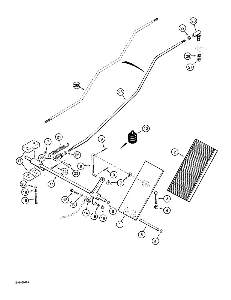 Схема запчастей Case 580SK - (3-08) - THROTTLE CONTROL LINKAGE, FOOT CONTROLS (03) - FUEL SYSTEM