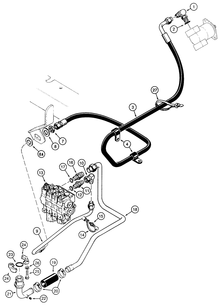 Схема запчастей Case 855E - (8-008) - EQUIPMENT HYDRAULIC CIRCUIT, PUMP TO CONTROL VALVE AND RESERVOIR *DOZER MODELS (08) - HYDRAULICS