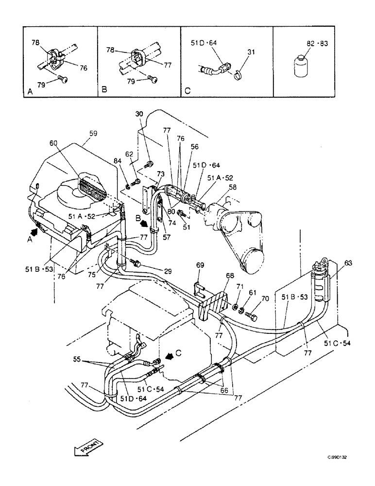 Схема запчастей Case 9007B - (9-45) - AIR CONDITIONER, CAB (12) - CHASSIS