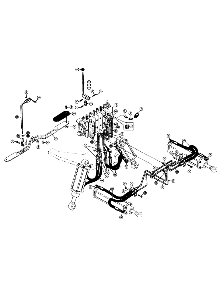 Схема запчастей Case 420B - (40) - VALVE AND CONTROLS, SWING CYLINDER AND STABILIZER CYLINDER HYDRAULICS 