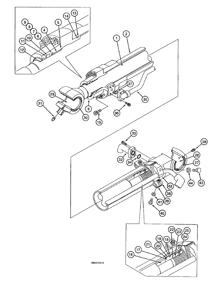 Схема запчастей Case 9040B - (8-180) - BUCKET CYLINDER, MODELS WITHOUT LONG REACH (08) - HYDRAULICS