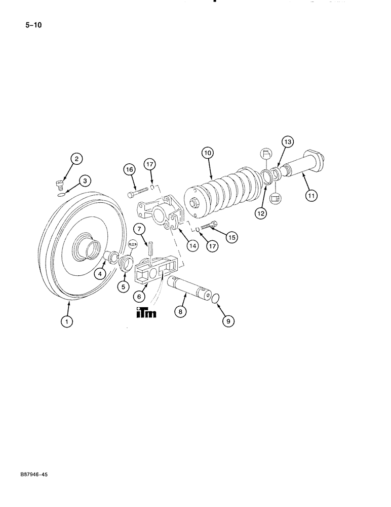 Схема запчастей Case 888 - (5-010) - TRACK FRAME AND UNDERCARRIAGE, I T M IDENTIFICATION (11) - TRACKS/STEERING