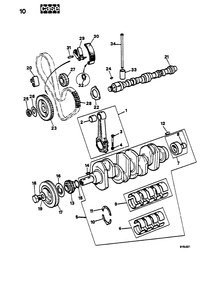 Схема запчастей Case LEYLAND - (10) - CRANKSHAFT, ROD, DISTRIBUTION 