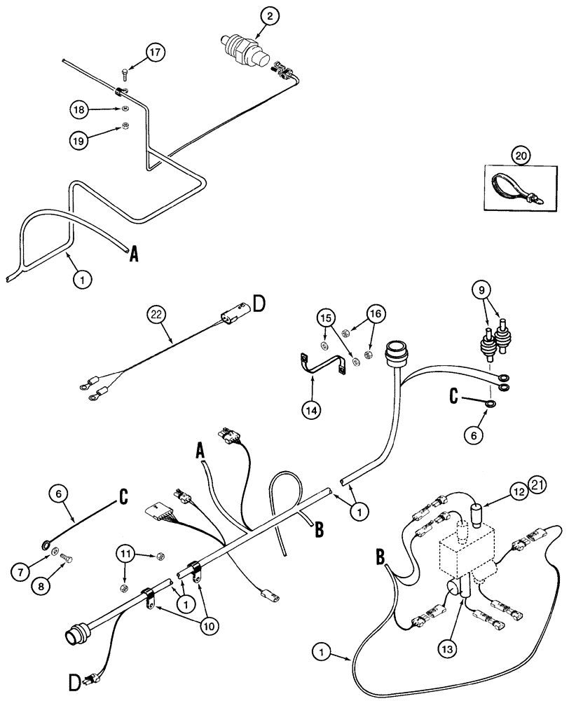 Схема запчастей Case 621C - (04-042) - HARNESS, REAR CHASSIS (04) - ELECTRICAL SYSTEMS