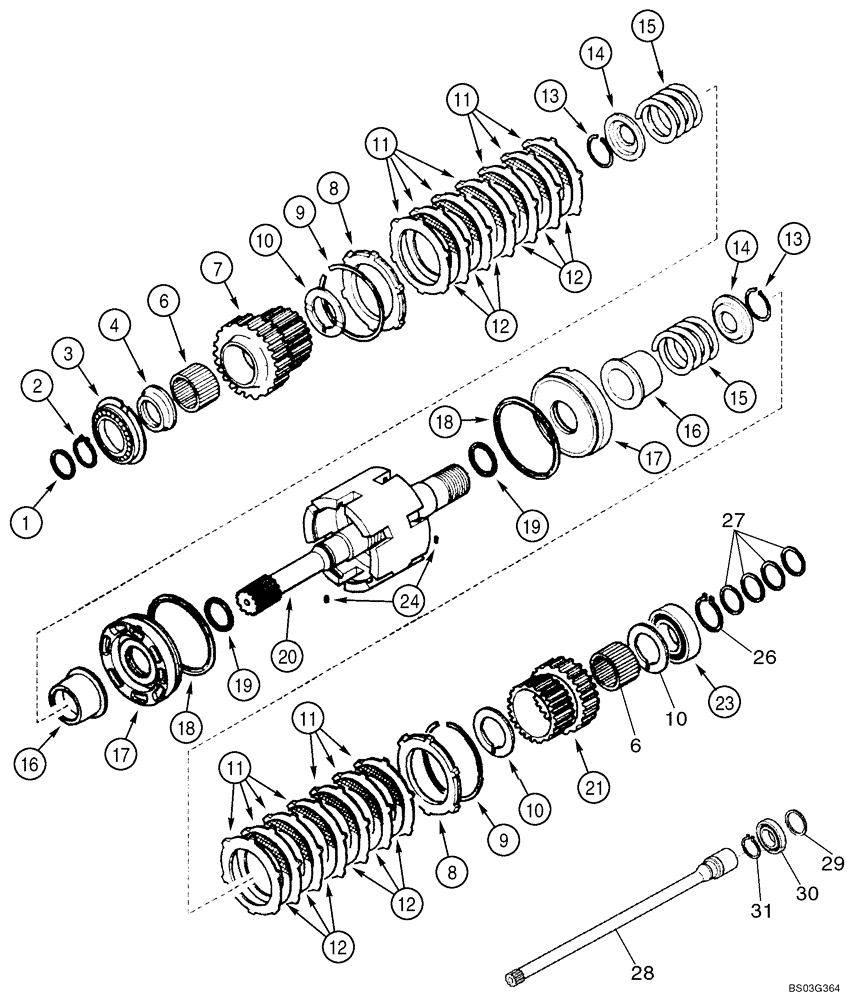 Схема запчастей Case 580SM - (06-20) - TRANSMISSION ASSY - SHAFT, INPUT (MODELS WITHOUT POWERSHIFT) (06) - POWER TRAIN