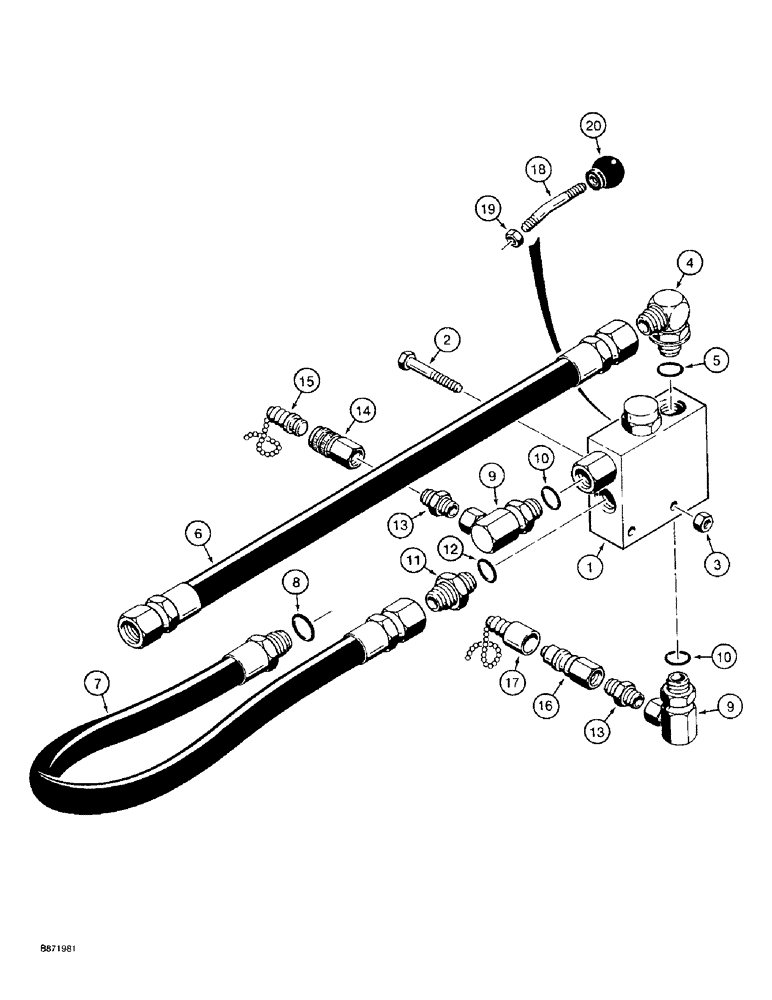 Схема запчастей Case TF300 - (8-46) - REMOTE HYDRAULIC CONTROL VALVE HYDRAULIC CIRCUIT (08) - HYDRAULICS