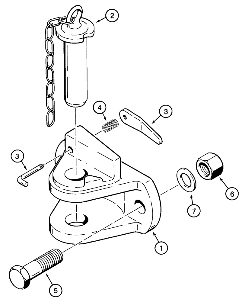 Схема запчастей Case 821C - (09-09) - HITCH, CLEVIS MOUNTING (09) - CHASSIS