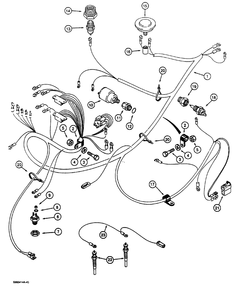 Схема запчастей Case CASE - (4-10) - MAIN WIRING HARNESS AND CONNECTIONS, USED ON MODELS PRIOR TO P.I.N. JAF0023485 (04) - ELECTRICAL SYSTEMS