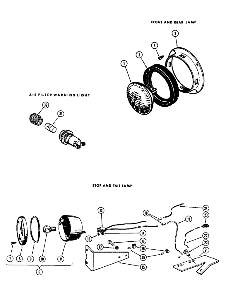 Схема запчастей Case 500 - (060) - A15932 FRONT AND REAR LAMPS (06) - ELECTRICAL SYSTEMS