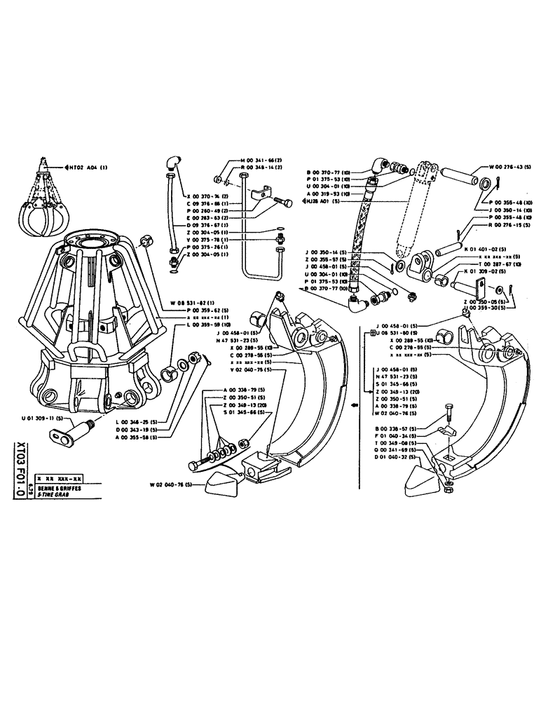 Схема запчастей Case 160CK - (351) - 5 TINE GRAB (18) - ATTACHMENT ACCESSORIES