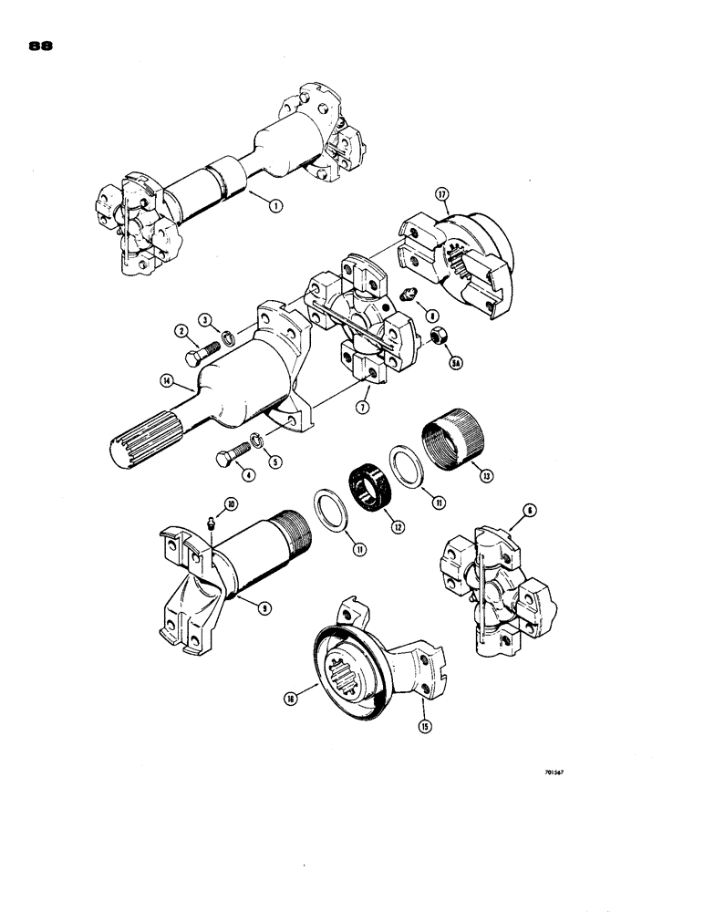 Схема запчастей Case W24 - (088) - REAR AXLE DRIVE SHAFT (06) - POWER TRAIN