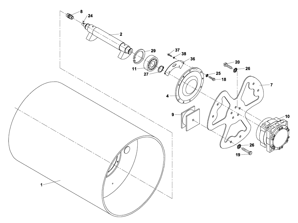 Схема запчастей Case DV201 - (12-1A/1[02]) - VIBRATORY - DRUM (12) - Chassis/Attachments