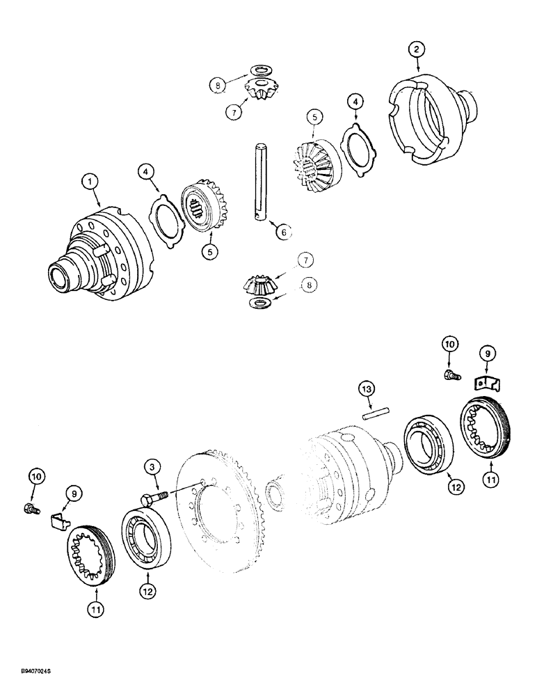 Схема запчастей Case 580L - (6-014) - FRONT DRIVE AXLE, DIFFERENTIAL (06) - POWER TRAIN