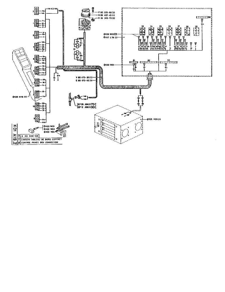 Схема запчастей Case 90BCL - (314) - CONTROL PANEL BOX CONNECTION (06) - ELECTRICAL SYSTEMS