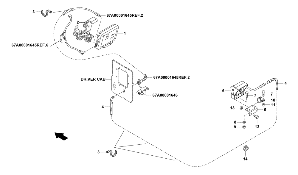Схема запчастей Case 327B - (67A00001705[001]) - CLOSED CIRCUIT TV OPTION (87561402) (13) - Electrical System / Decals