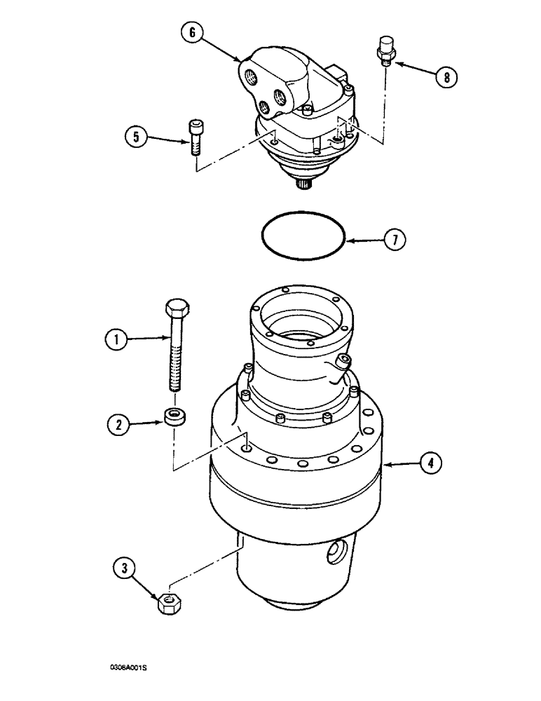 Схема запчастей Case 1088 - (6-12) - HYDRAULIC MOTOR TO SWING TRANSMISSIONS (06) - POWER TRAIN