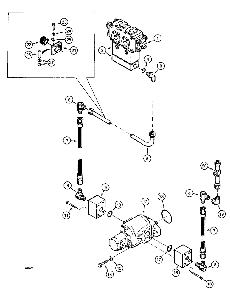 Схема запчастей Case 1187 - (206) - ROTARY CUTTER HYDRAULICS, DIVERTER VALVE TO HYDRAULIC MOTOR (07) - HYDRAULIC SYSTEM