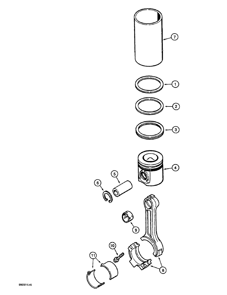 Схема запчастей Case 1088 - (2-62) - PISTONS AND CONNECTING RODS, 6T-590 ENGINE, STANDARD PISTON (02) - ENGINE