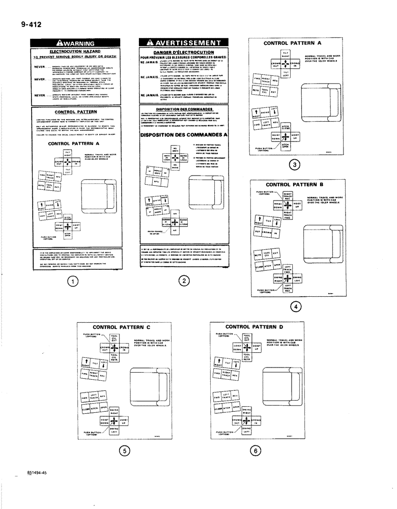 Схема запчастей Case 1187B - (9-412) - DECALS, OPERATOR CONTROL PATTERNS (09) - CHASSIS