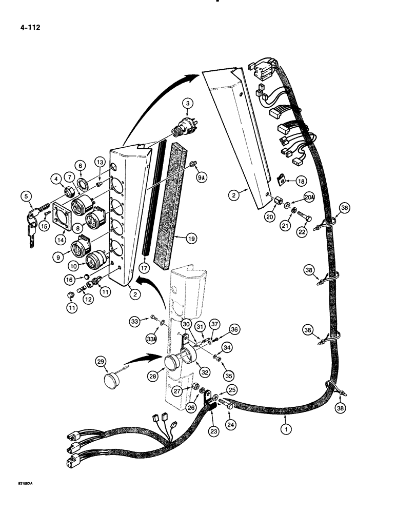 Схема запчастей Case 1835B - (4-112) - ELECTRICAL SYSTEM, FRONT HARNESS, GAUGES, AND SWITCHES (04) - ELECTRICAL SYSTEMS